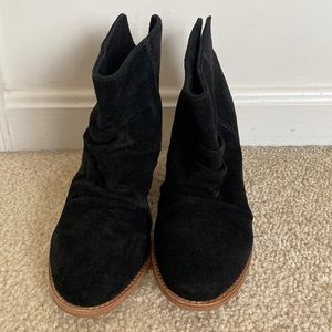 Splendid black mini booties with brown heels.  Size 7.5, brand new.